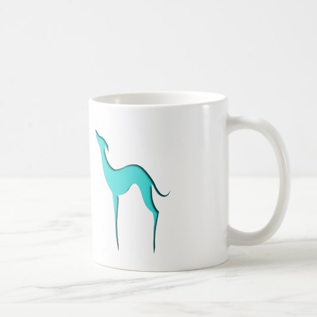 Caneca De Café Greyhound Whippet dog turquoise blue silhoule (Direita)