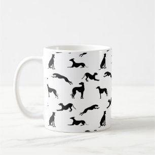 Caneca De Café Greyt Greyhound Silhouettes - Preto em Branco
