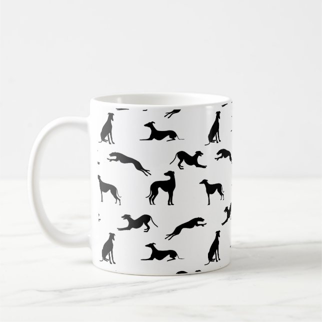 Caneca De Café Greyt Greyhound Silhouettes - Preto em Branco (Esquerda)