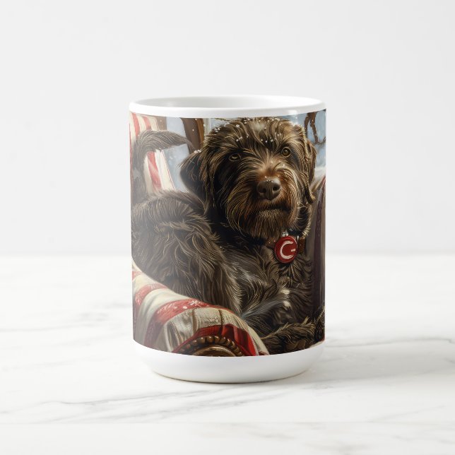Caneca De Café Griffon de pelo duro de Natal Festivo (Centro)