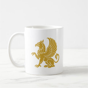 Caneca De Café Grifo de Abdera Emblema Dourado Grego Antigo