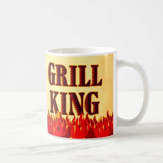 Caneca De Café Grill King Red Flames CHURRASCO Dizendo Mug (Direita)
