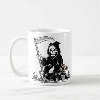 Caneca De Café Grim Reaper Gardening Flowers