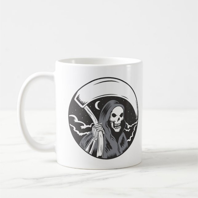 Caneca De Café Grim Reaper in the Night - Horror Skull T-Shirt (Esquerda)