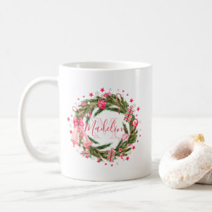 Caneca De Café Grinalda & árvore personalizadas do Natal do