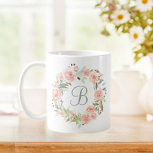 Grinalda de Flores Rosa Pastel Monogramada