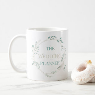 Caneca De Café Grinalda de Folhas Elegante, Casamento Planejador