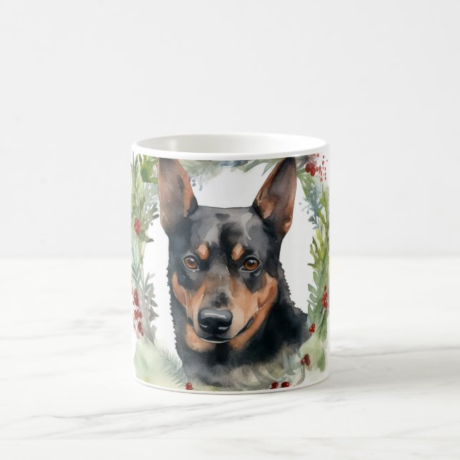 Caneca De Café Grinalda de Natal do Kelpie Australiano Cãozinho F (Centro)