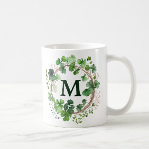 Caneca De Café Grinalda de Trevo Verde Aquarela Dia de São Patríc