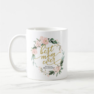 Caneca De Café Grinalda Floral Blush Melhor Mãe do Dia das Mães