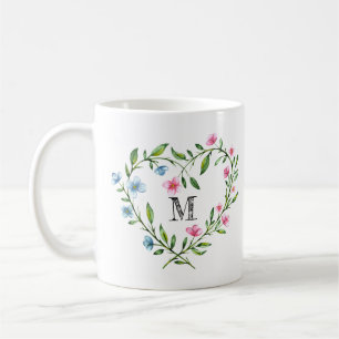 Caneca De Café Grinalda floral dada forma coração