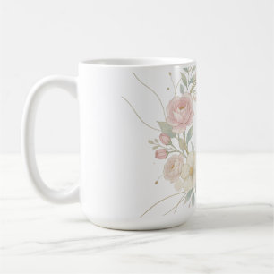 Caneca De Café Grinalda Floral Pastel Rosa Elegante Design Botâni