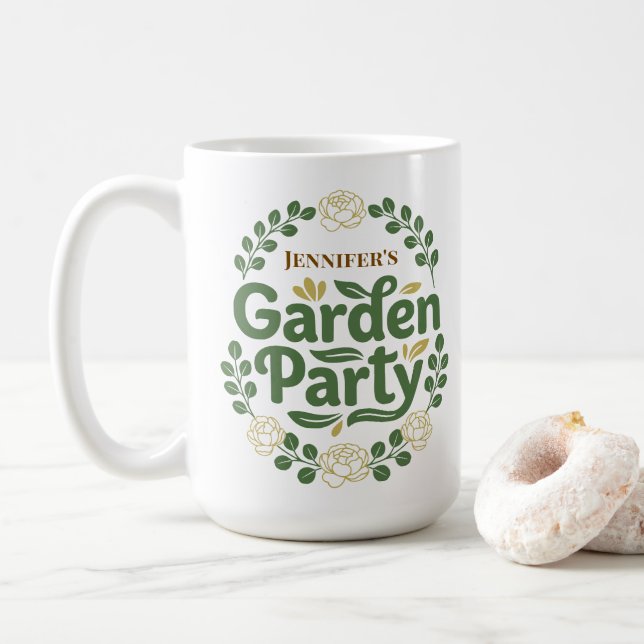 Caneca De Café Grinalda Personalizada de Jardim Botânico Elegante (Com Donut)