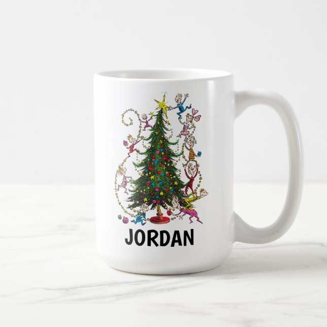 Caneca De Café Grinch Clássico | Árvore de Natal - Personalizado (Direita)