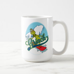 Caneca De Café Grinch fazendo snowboarding