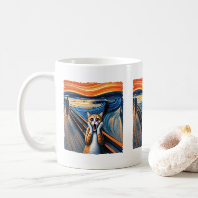 Caneca De Café Gritando gajos de gata paródia de gata e proprietá (Com Donut)