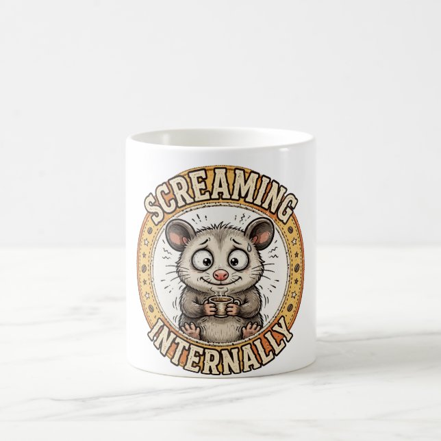 Caneca De Café Gritando Internamente – Gambá Engraçado (Centro)