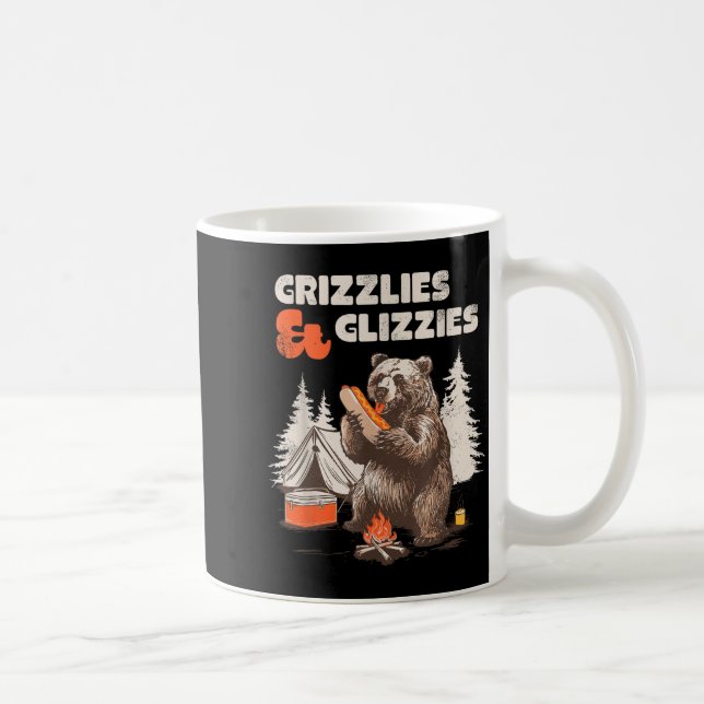 Caneca De Café Grizzlies &amp; Glizzies Eating Hotdog Meme Funny  (Direita)