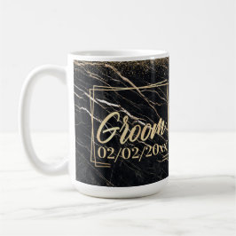 Caneca De Café Groom Elegant: Celebração do Mármaco Ouro