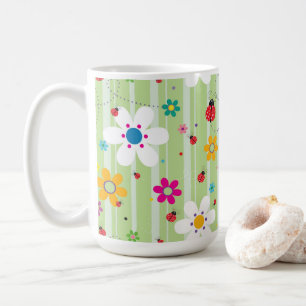 Caneca De Café Groovy 70s Retro Hippie Flower Power Ladybug
