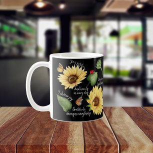 Caneca De Café Groovy Afirmou Autoatendimento Floral Positivo