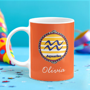 Caneca De Café Groovy Aquário Personalizado