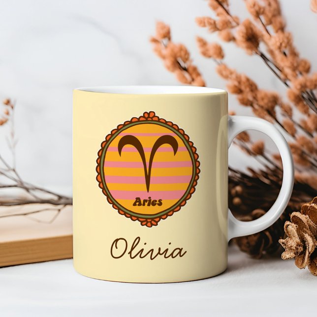 Caneca De Café Groovy Aries Custom (Criador carregado)