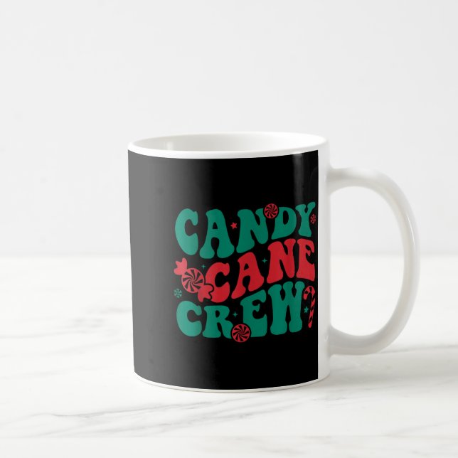 Caneca De Café Groovy Candy Cane Crew Matching Family Group Squad (Direita)