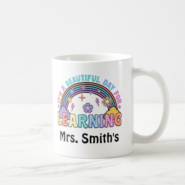 Caneca De Café Groovy É Um Belo Dia Para Aprender Professor (Direita)
