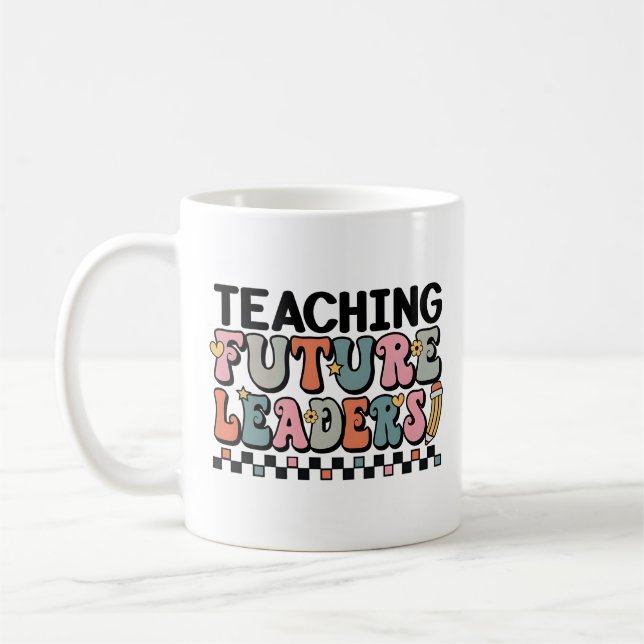 Caneca De Café Groovy Earth Tones Professora cita arte (Esquerda)