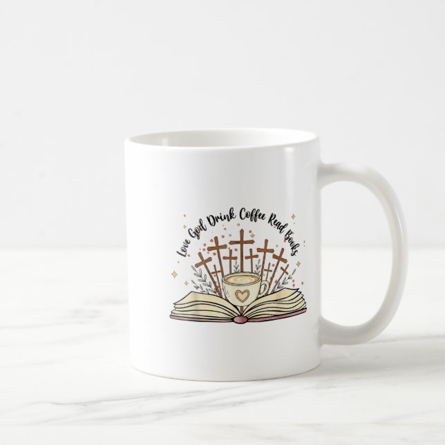 Caneca De Café Groovy Flowers Love God Drink Coffee Read Books Ch (Direita)