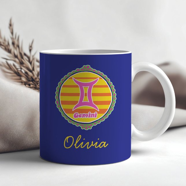 Caneca De Café Groovy Gemini Custom (Criador carregado)