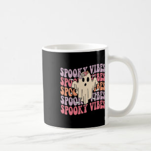 Caneca De Café Groovy Halloween Spooky Vibes Retro Fantasma Flora