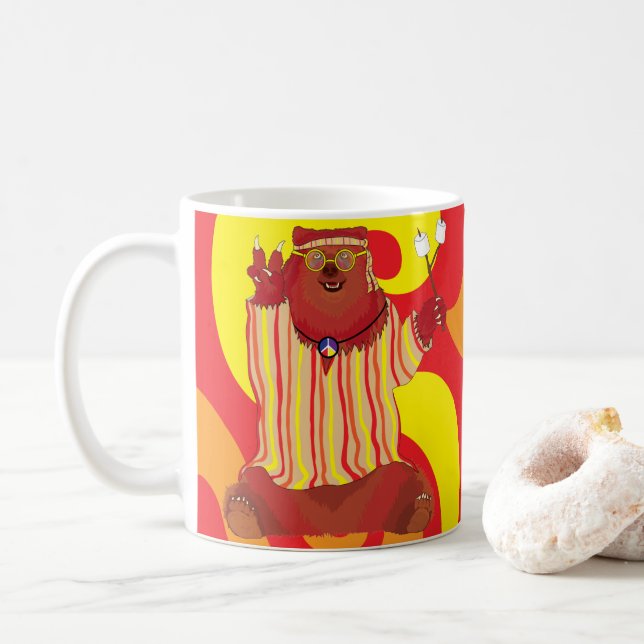 Caneca De Café Groovy Love Bear Coffee Mug (Com Donut)