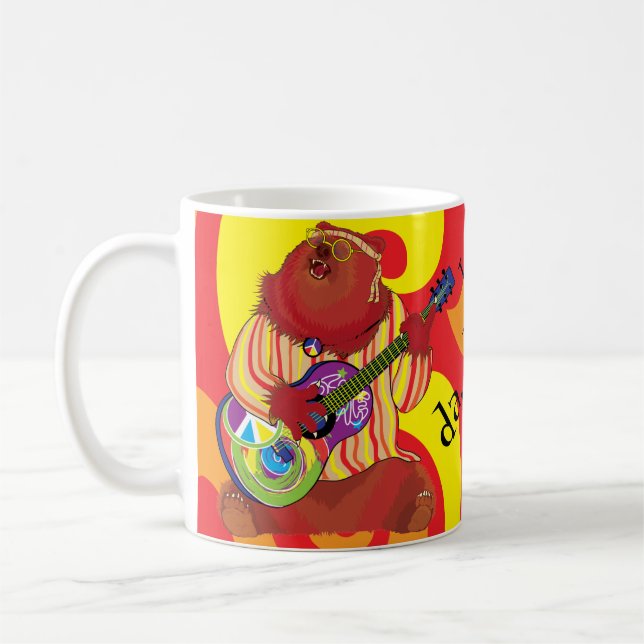 Caneca De Café Groovy Love Guitar Bear Coffee Mug (Esquerda)