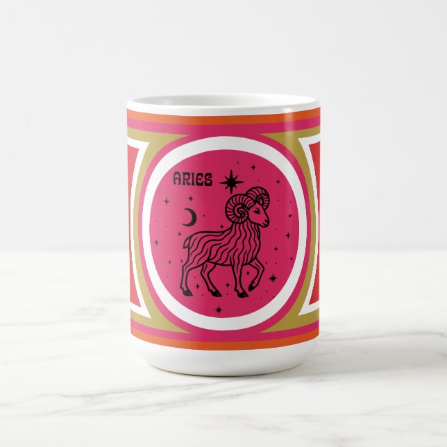 Caneca De Café Groovy Mod Aries Zodiac (Centro)