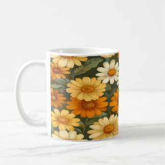 Caneca De Café Groovy Nana Retro Floral Split Font Gift