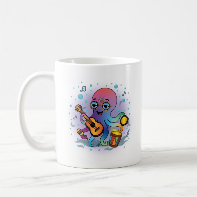 Caneca De Café Groovy Octopus Mug | Presente Retrocolorido Hippie (Esquerda)