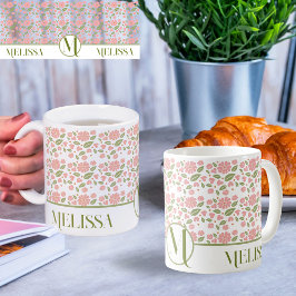 Caneca De Café Groovy Retro Boho Flores Rosa Patterna Daisy