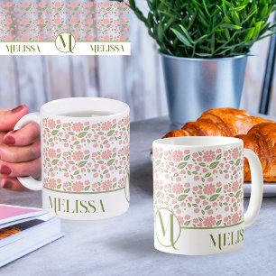 Caneca De Café Groovy Retro Boho Flores Rosa Patterna Daisy