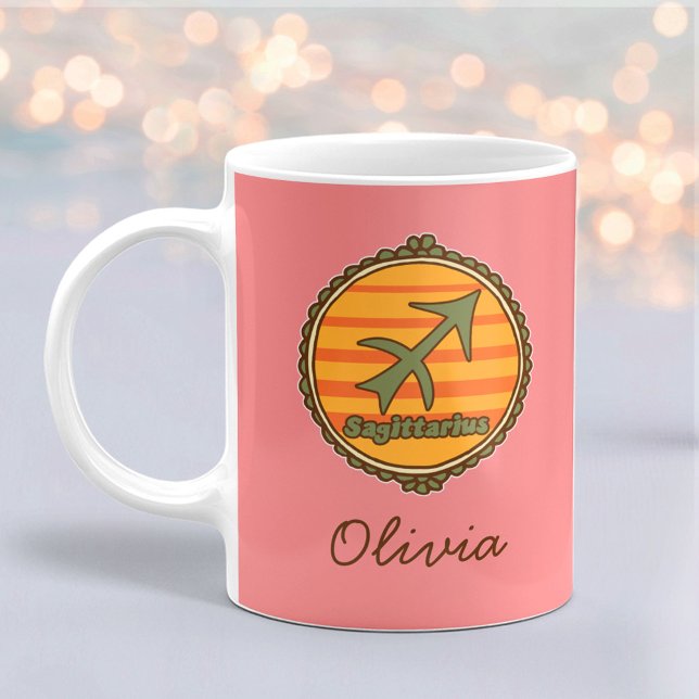 Caneca De Café Groovy Sagittarius Custom (Criador carregado)
