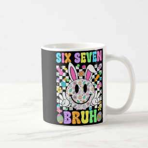 Caneca De Café Groovy Seis Sete Bruh Bunny Dia de Páscoa Rosto So