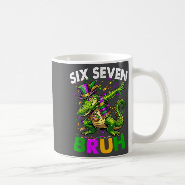 Caneca De Café Groovy Six Seven Bruh Alligator Dabbing Mardi Gras (Direita)