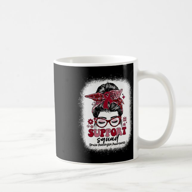 Caneca De Café Groovy Support Squad Messy Bun Brain Aneurysm  (Direita)