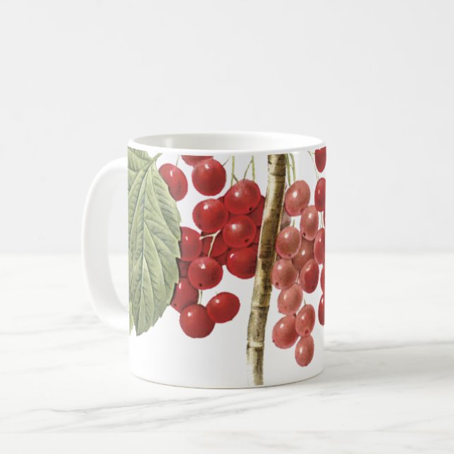 Caneca De Café groselha vermelha (Ribes rubrum) por Redouté (Frente Esquerda)