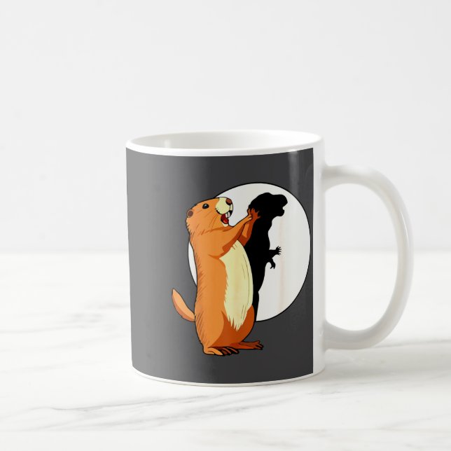 Caneca De Café Groundhog Shadow Dinosaur Funny Puppet Happy Groun (Direita)