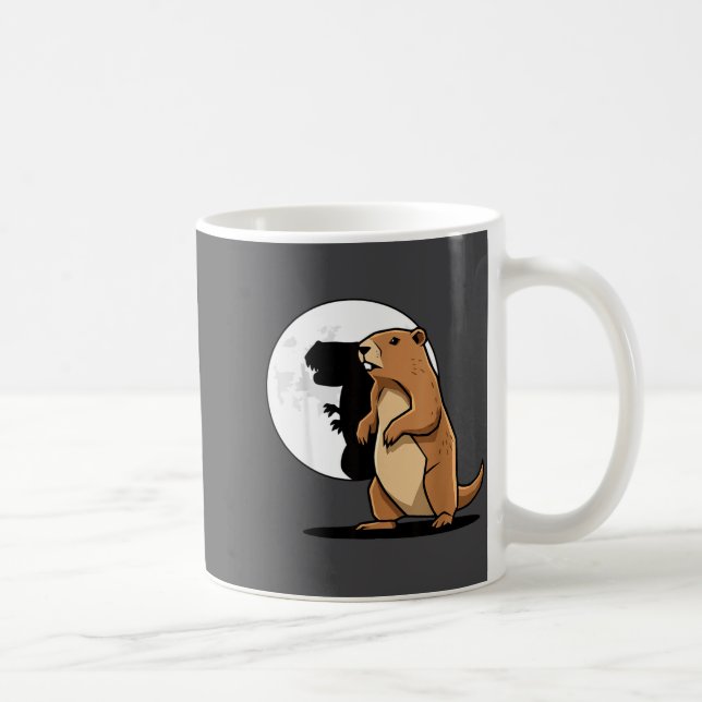 Caneca De Café Groundhog Shadow Dinosaur Puppet Happy Groundhog D (Direita)