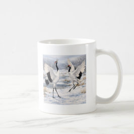Caneca De Café Gruas-de-coroa-vermelha no Inverno