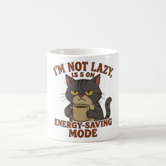 Caneca De Café Grumpy Black Cat Mug – Energy-Saving Mode Quote