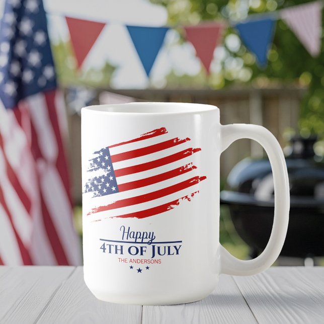 Caneca De Café Grunge American Flag Happy 4 de julho de ID1104 (Criador carregado)